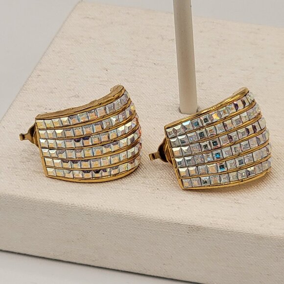 Butler Fifth Avenue Collection Crystal Rhinestone Gold-tone Clip-on Earrings - Picture 5 of 9